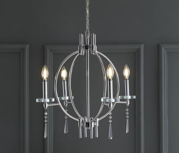 Laura 23" Crystal/Metal LED Chandelier - JONATHAN Y